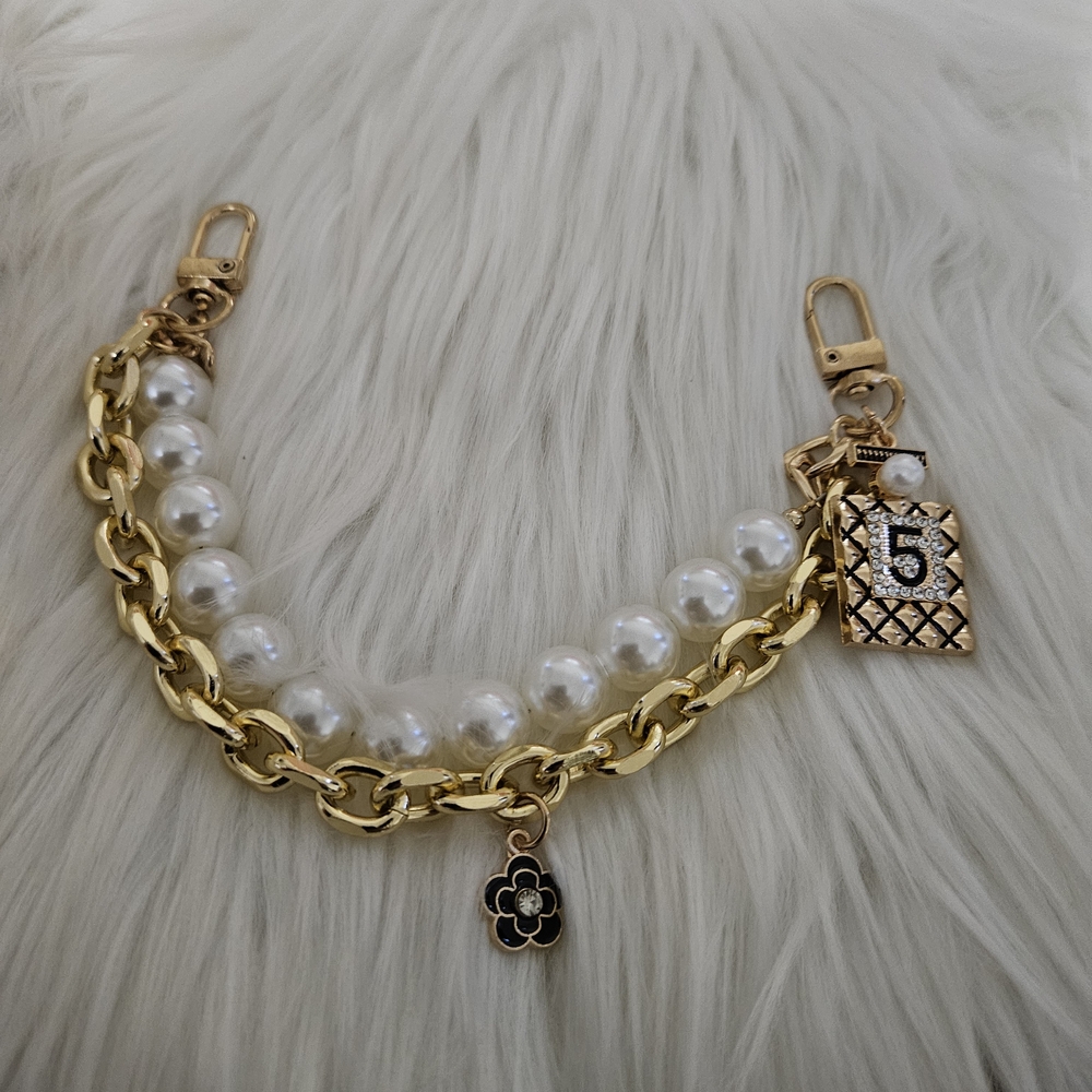 NEW Gold and Pearl Bag Charm